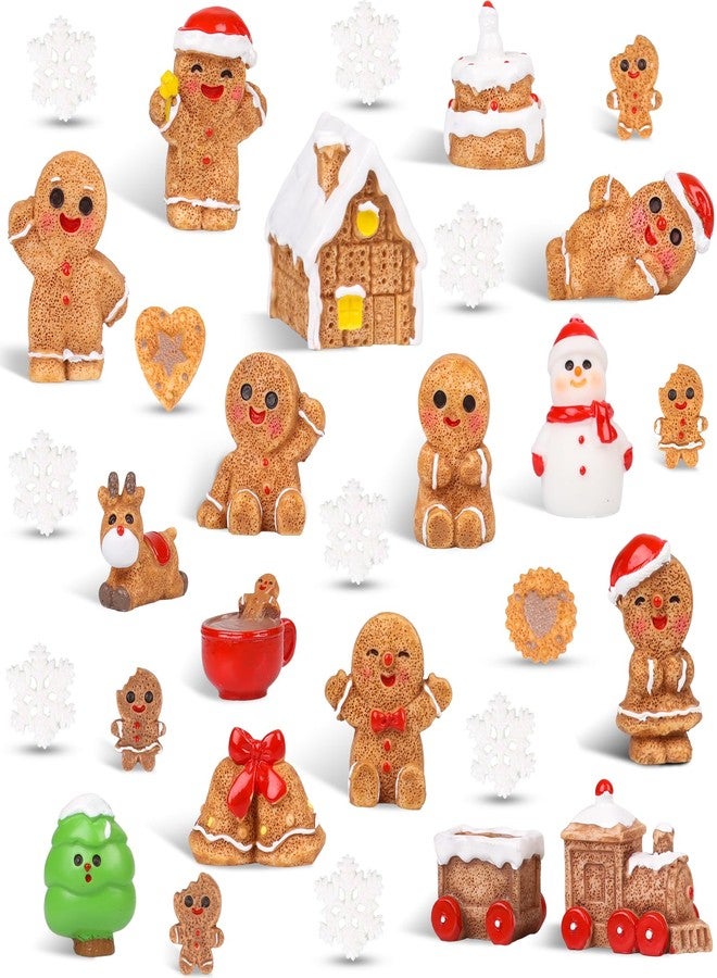 STEFORD 30 Pcs Gingerbread Man Figurines, Christmas Resin Ornaments Tiny Xmas Fairy Garden Ornament for Seasonal Holiday Doll House Snow Globes Home Decorations - Image 1